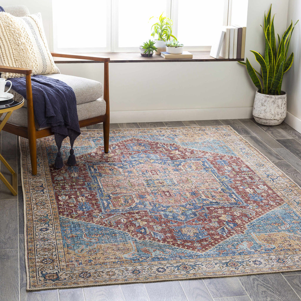 Hauteloom Como COMO Blue Machine Made Chenille-Polyester Rug