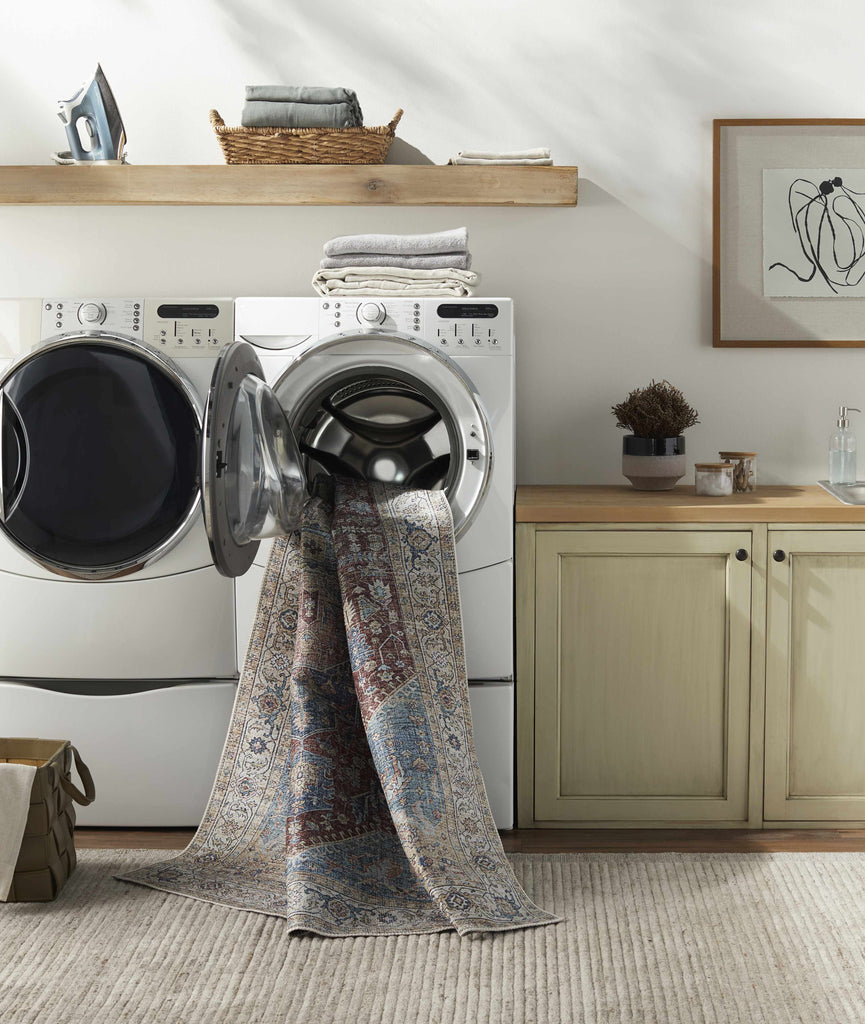 Hauteloom Como COMO Blue Machine Made Chenille-Polyester Rug