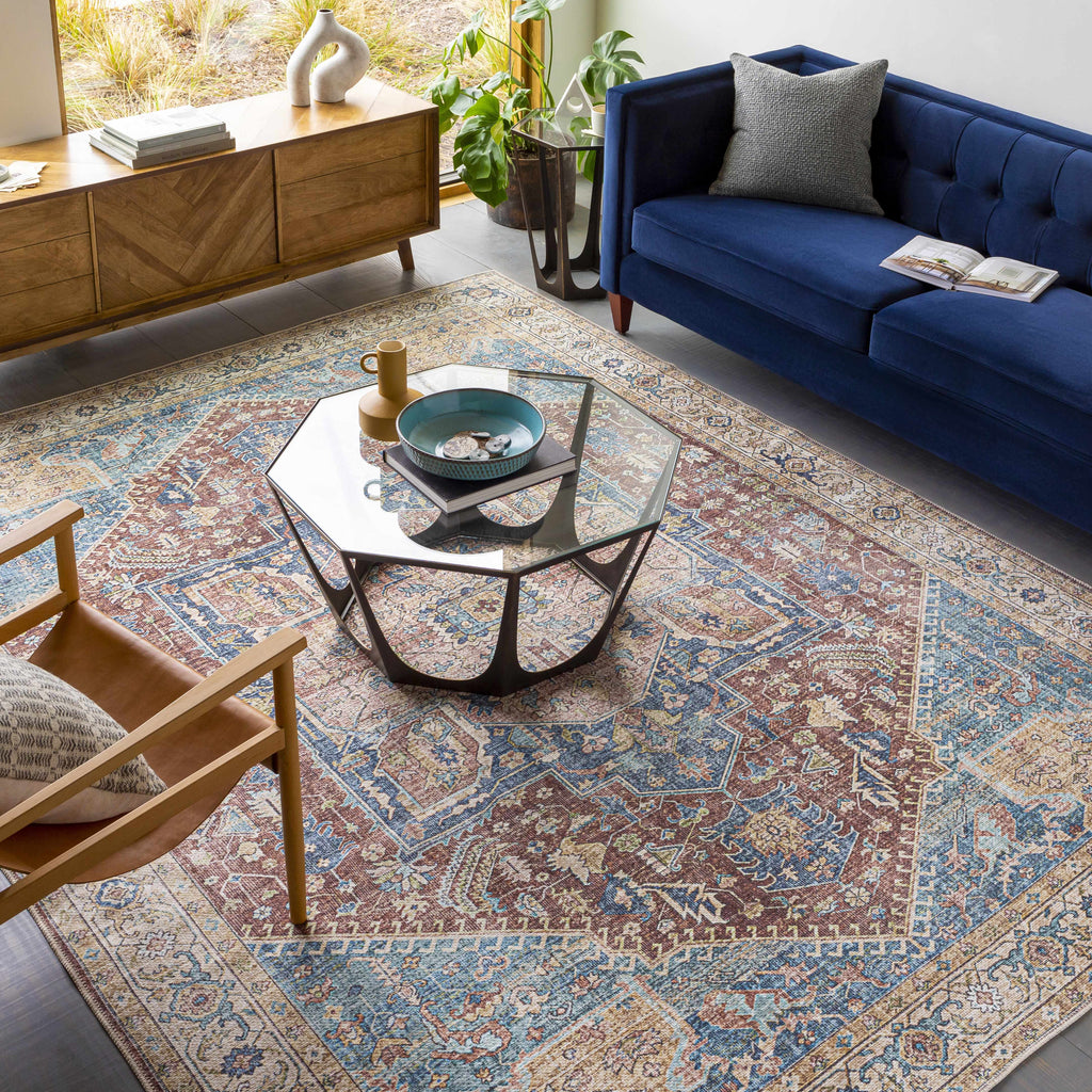 Hauteloom Como COMO Blue Machine Made Chenille-Polyester Rug