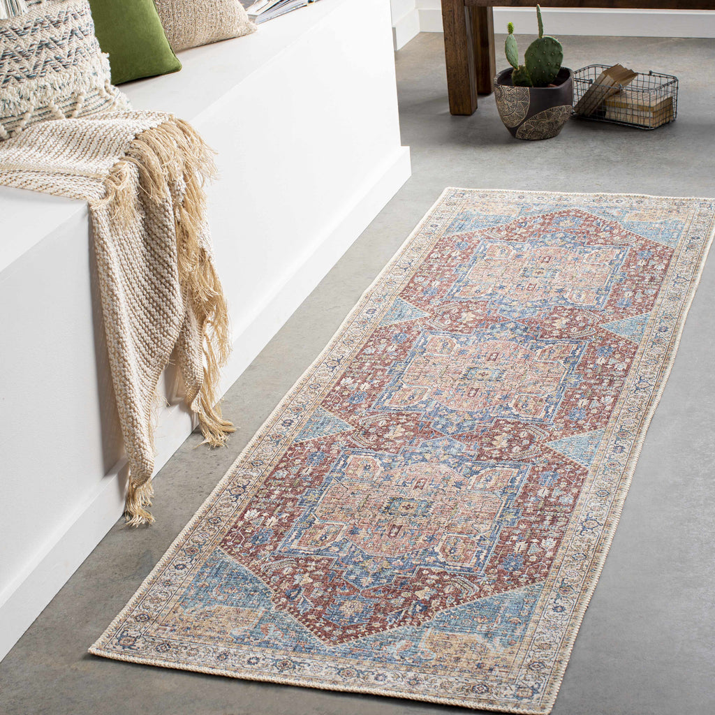 Hauteloom Como COMO Blue Machine Made Chenille-Polyester Rug