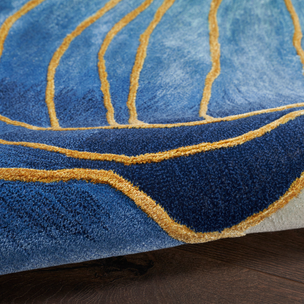 nourison prismatic prs32 blue gold rug