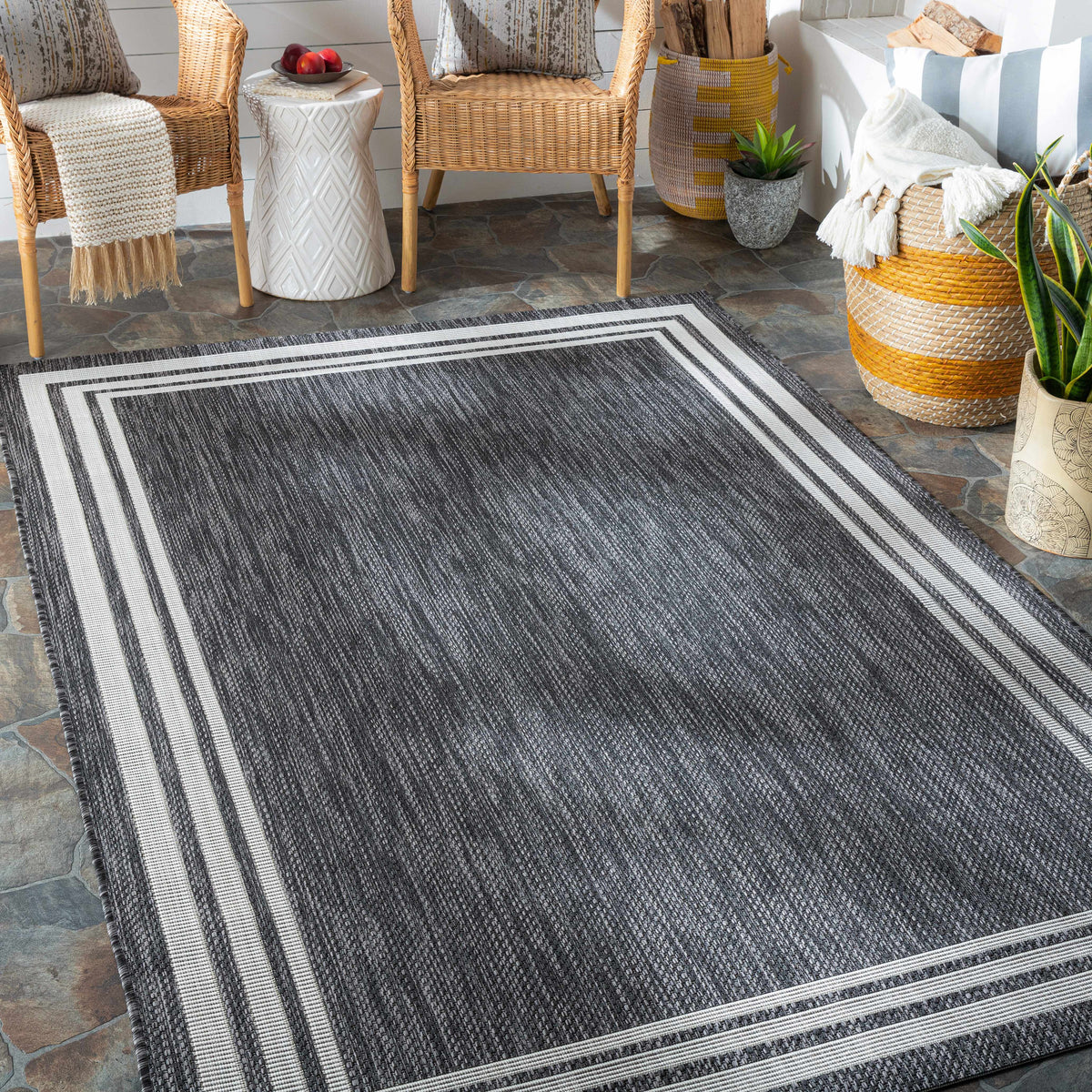 Hauteloom Coonamble COONA Charcoal Machine Made Polypropylene Rug