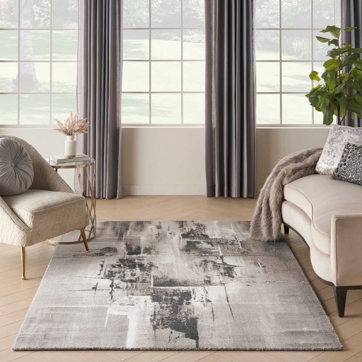 nourison twilight twi30 grey ivory black rug