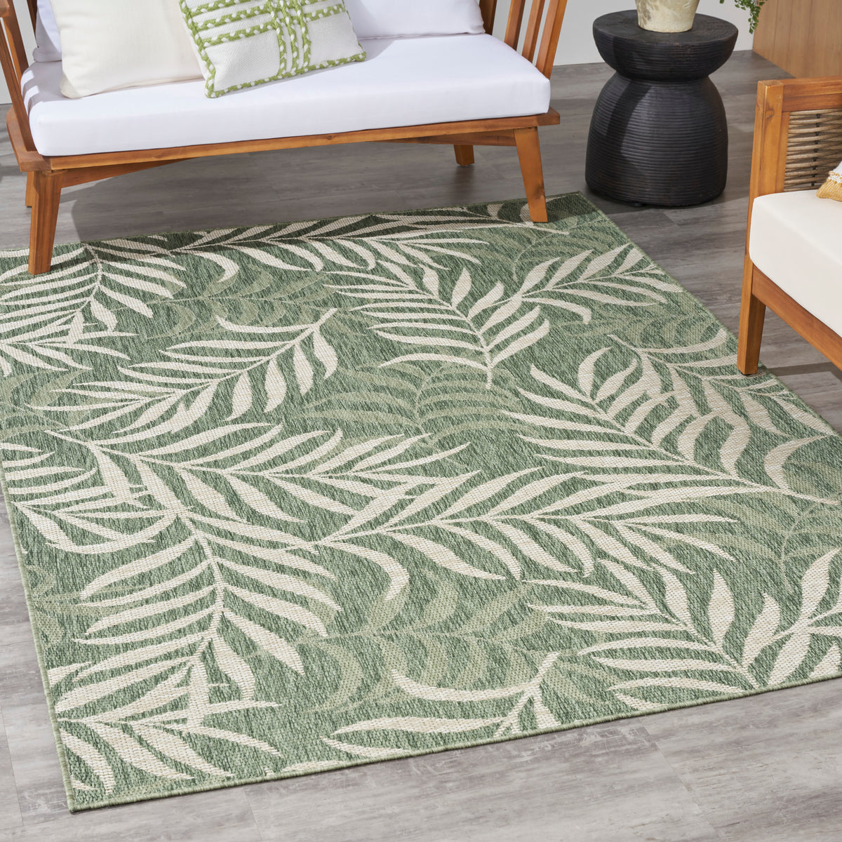 nourison garden oasis goa01 green ivory rug