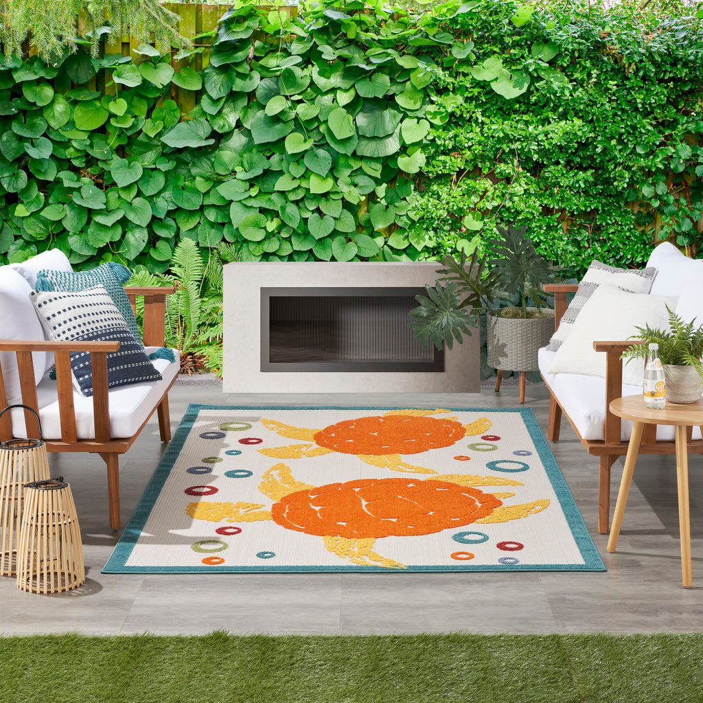 nourison aloha alh27 teal multi rug