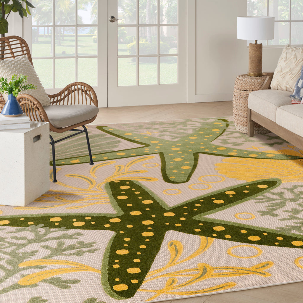 nourison aloha alh24 green yellow rug