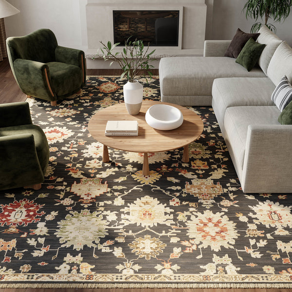 nourison antique bloom anb01 black rug