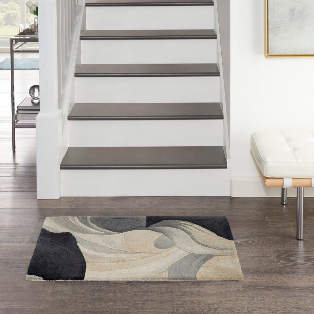 nourison prismatic prs41 ivory black rug