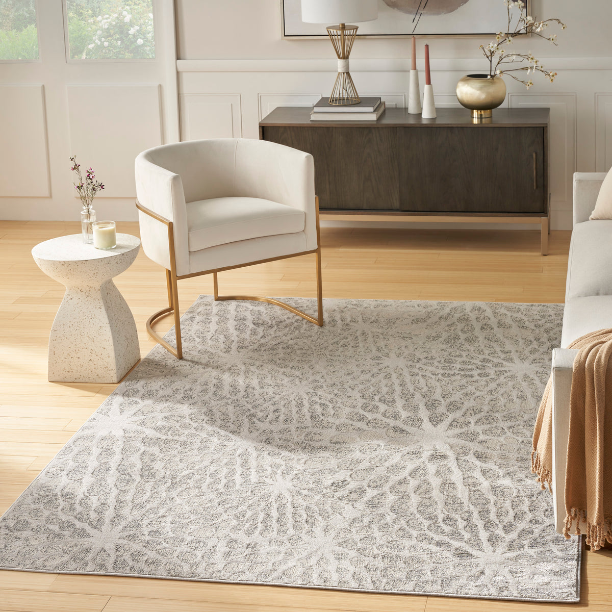 nourison ambiance ami02 grey silver rug