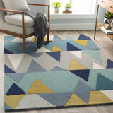 Hauteloom Deatsville DEA Navy Hand Tufted Wool Rug