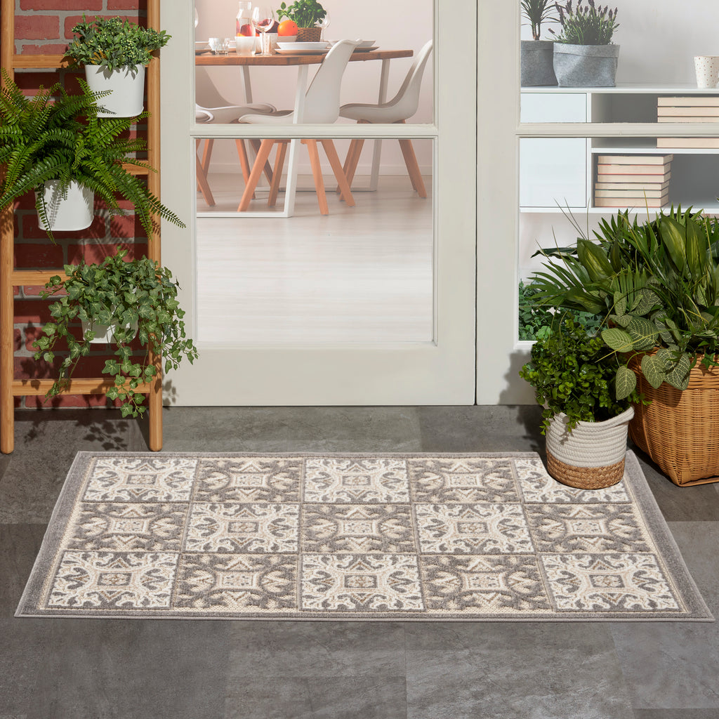 nourison aloha alh34 ivory grey rug