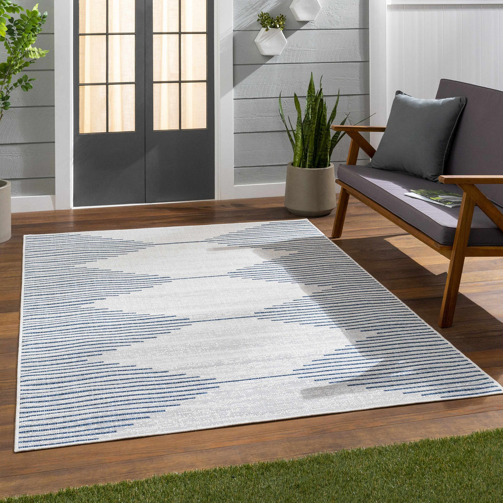 Hauteloom Dfafs DFA Navy Machine Made Polypropylene Rug