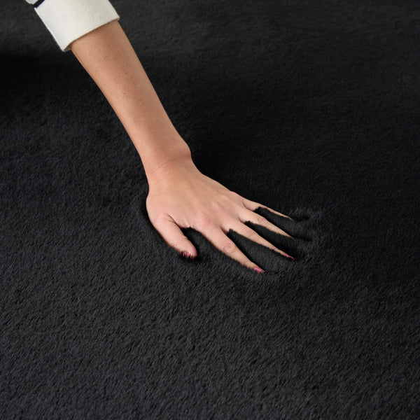 nourison soft plush rabbit fur sff01 black rug