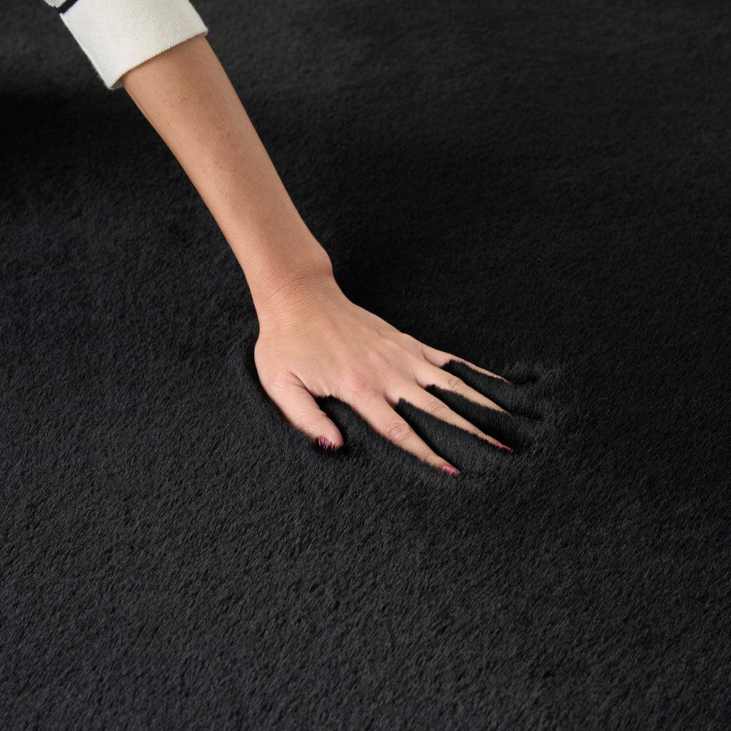 nourison soft plush rabbit fur sff01 black rug