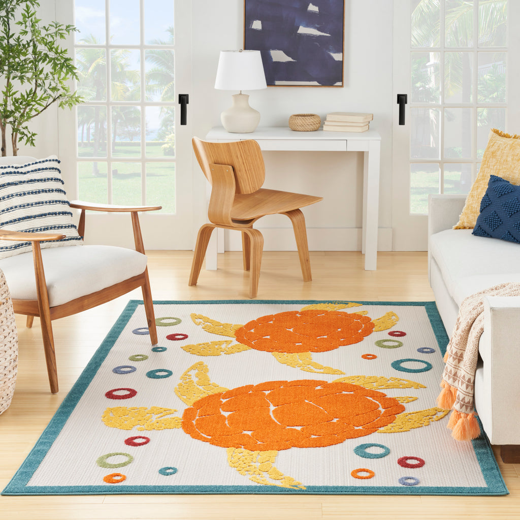 nourison aloha alh27 teal multi rug