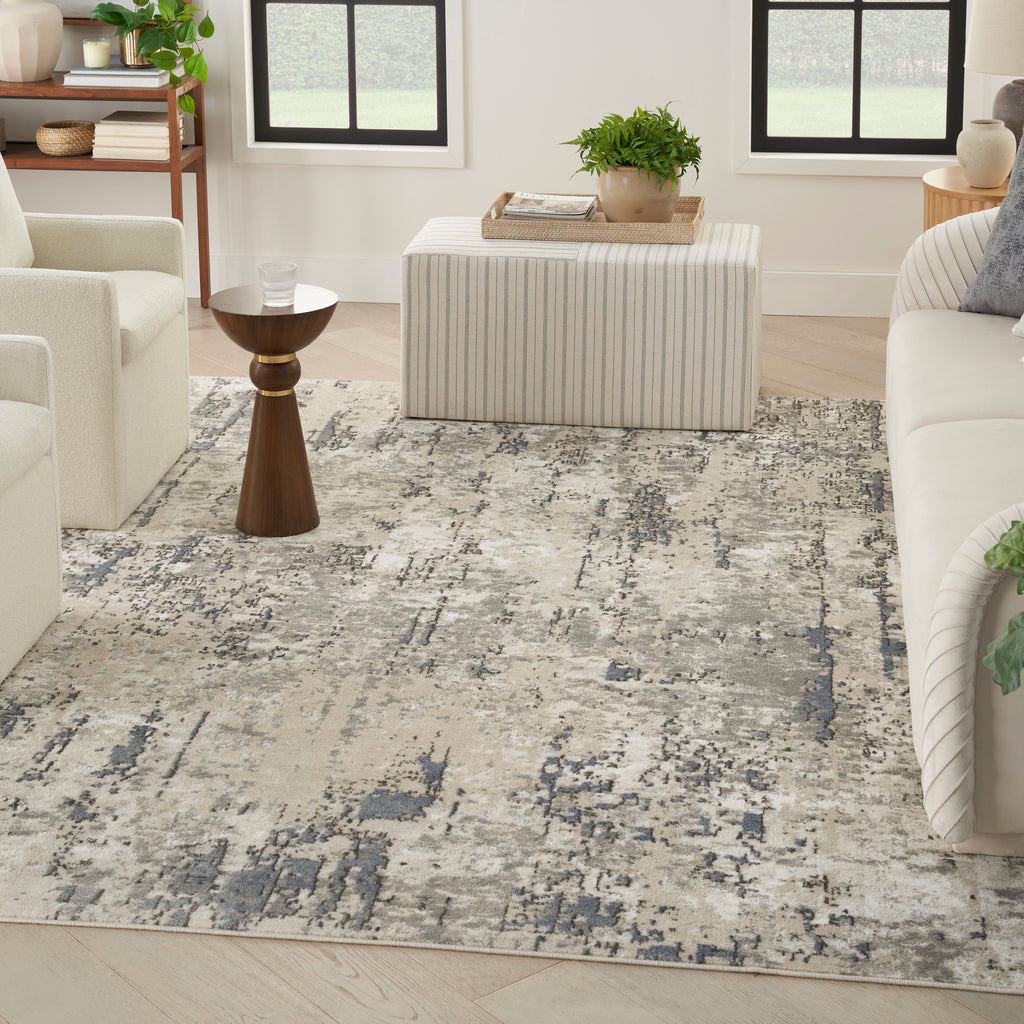nourison quarry qua01 ivory blue grey rug