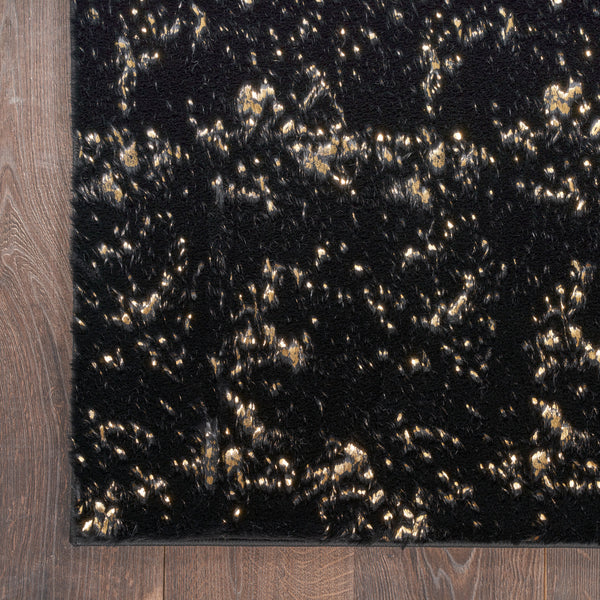 nourison cozy shimmer csh01 black gold rug
