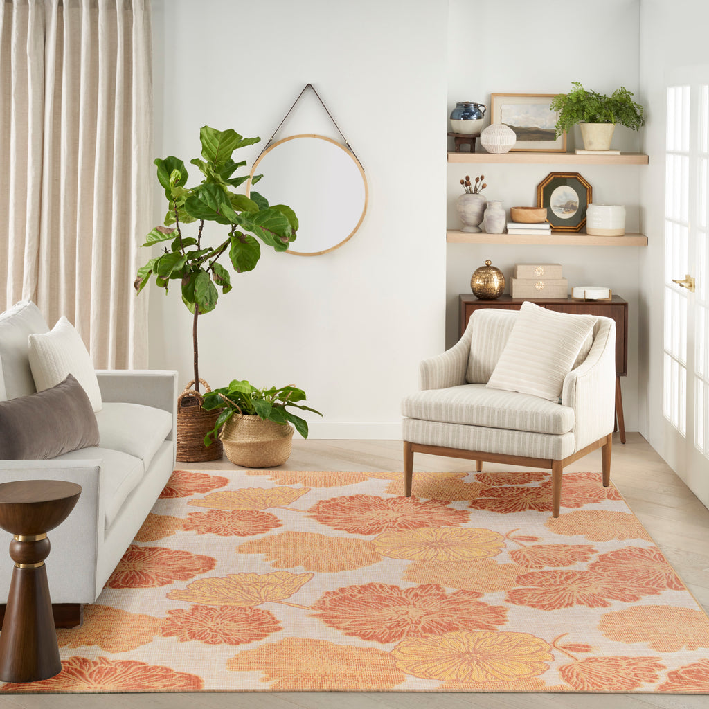 nourison garden oasis goa04 coral rug