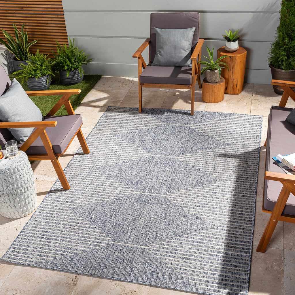 Hauteloom Dumingag DUMI Blue Machine Made Polypropylene Rug