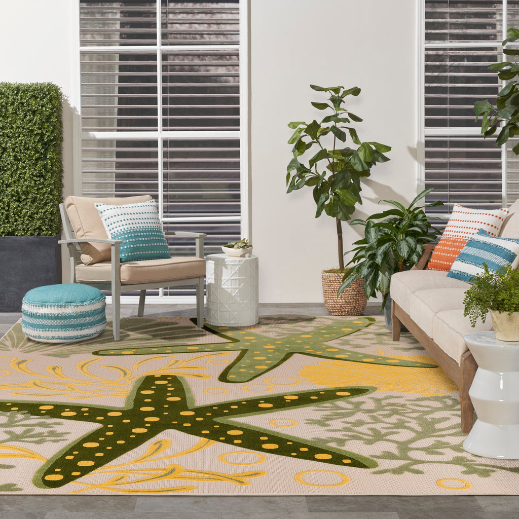nourison aloha alh24 green yellow rug