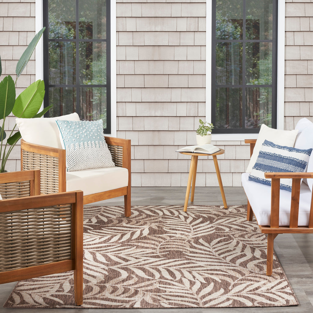 nourison garden oasis goa01 mocha rug