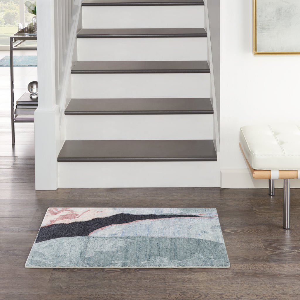 nourison silk shadows sha25 blue pink rug