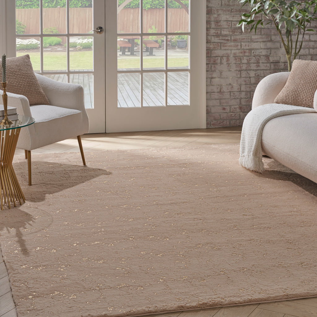 nourison cozy shimmer csh01 beige gold rug
