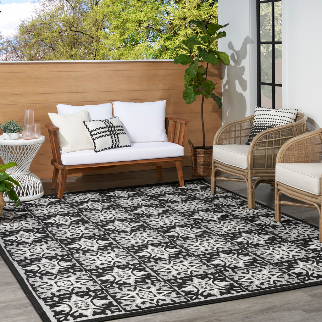nourison aloha alh34 black white rug