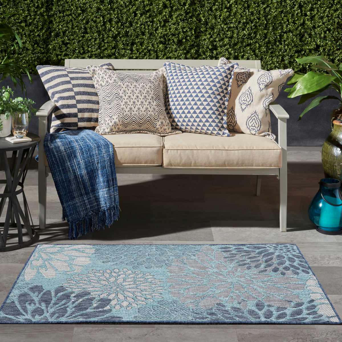 nourison garden oasis goa06 navy rug