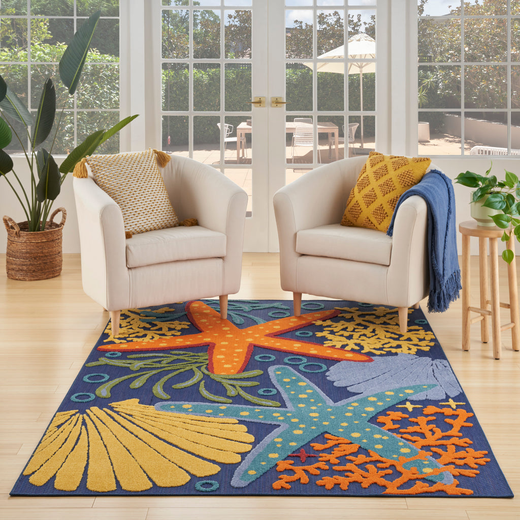 nourison aloha alh24 navy multicolor rug