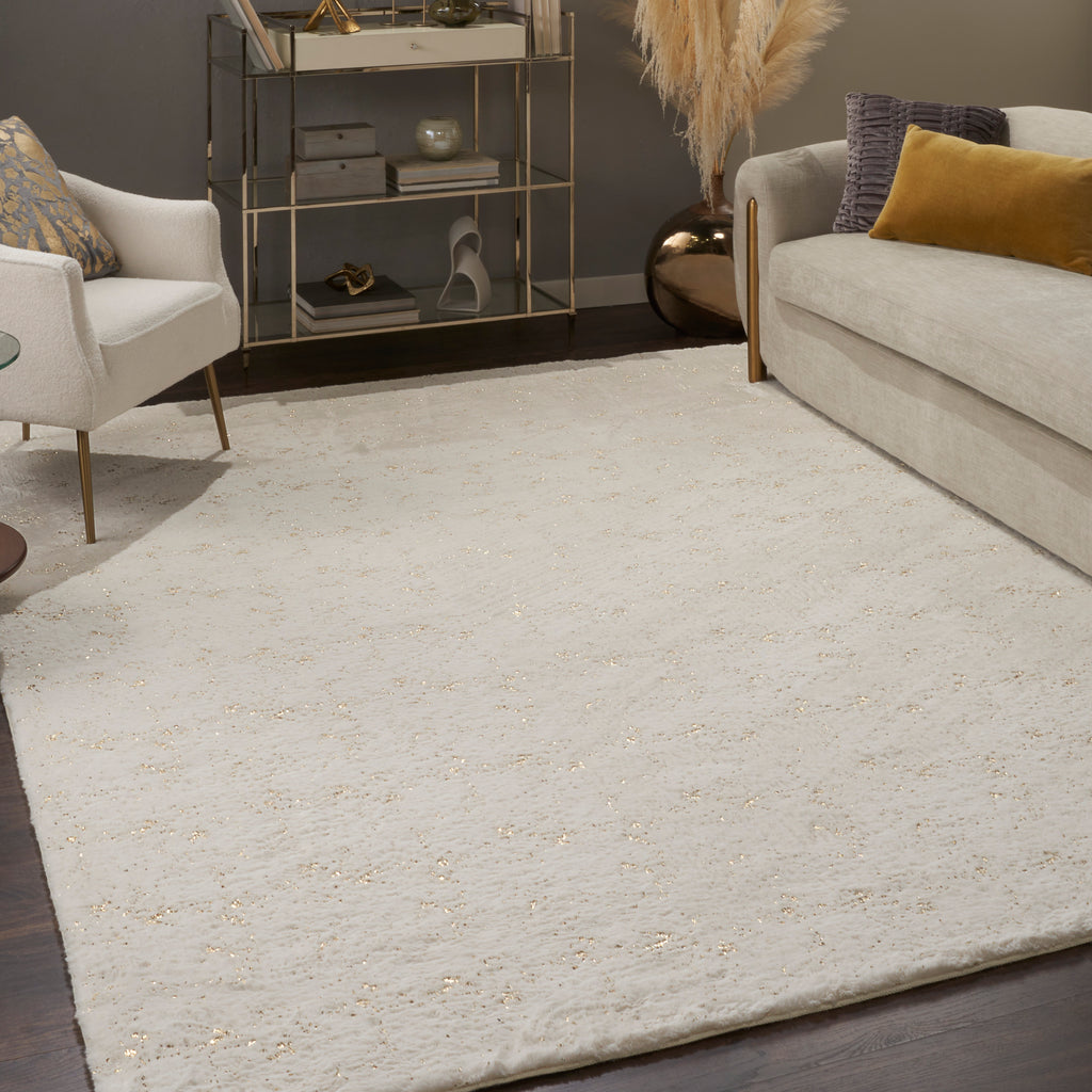 nourison cozy shimmer csh01 ivory gold rug