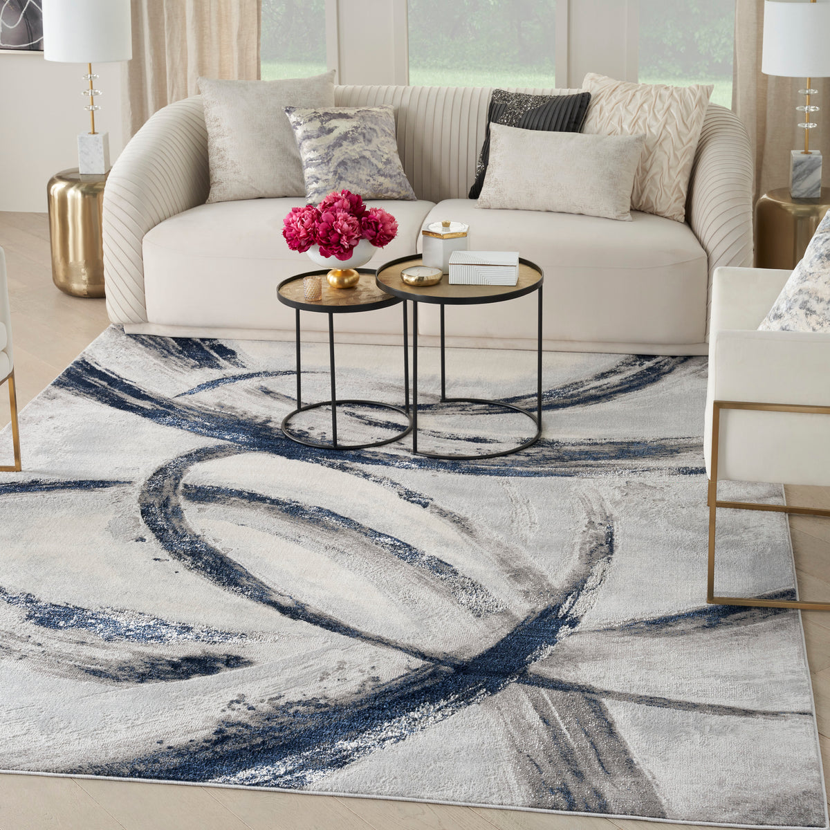 nourison brushstrokes bsk02 grey navy rug
