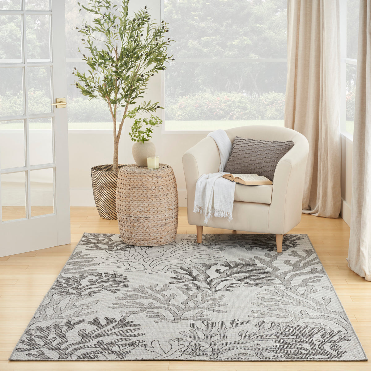 nourison garden oasis goa05 grey rug