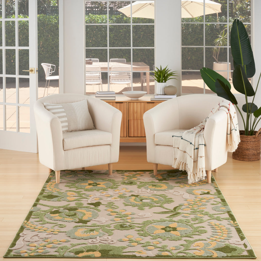 nourison aloha alh17 ivory green rug