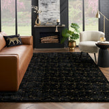 nourison cozy shimmer csh01 black gold rug