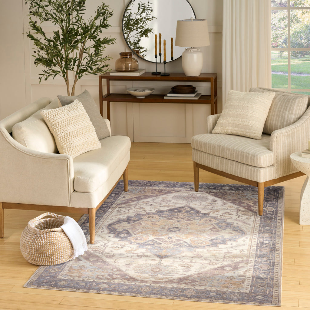nourison vintage washables vws13 ivory purple rug