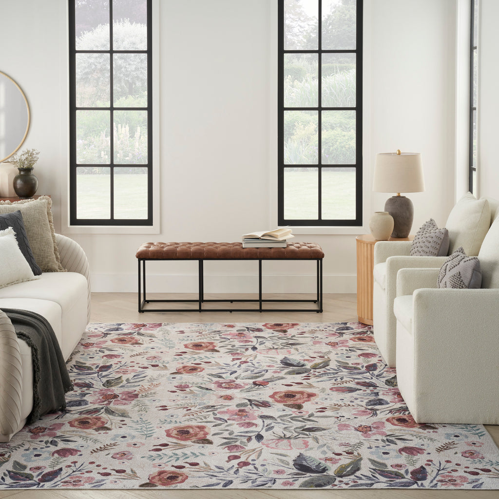 nourison nourison washables nwb01 ivory pink rug
