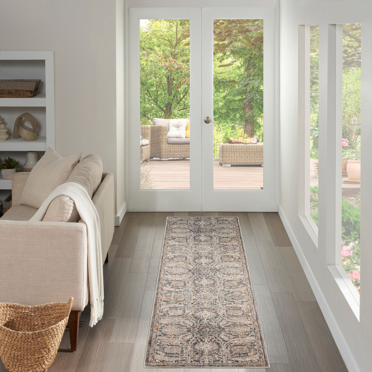 nourison antique fusion anf03 charcoal multicolor rug