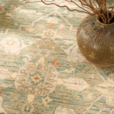 nourison antique bloom anb03 teal rug