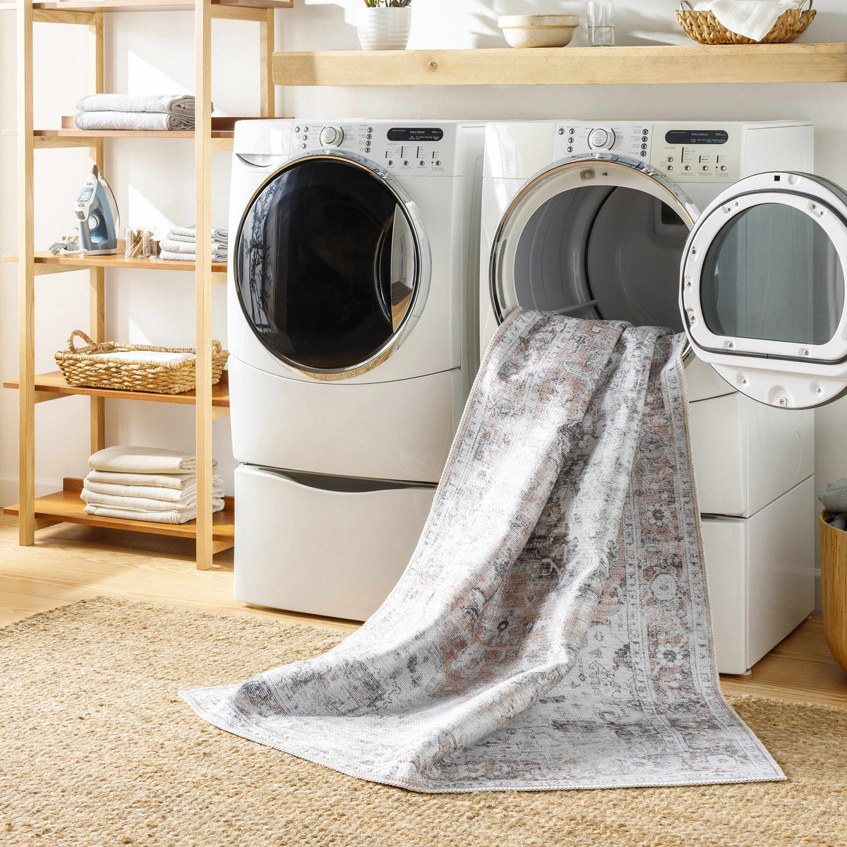 Hauteloom Fatih FATI Beige Machine Made Chenille-Polyester Rug