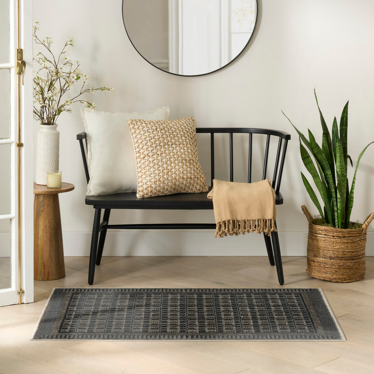 nourison nordic nrc03 black taupe rug