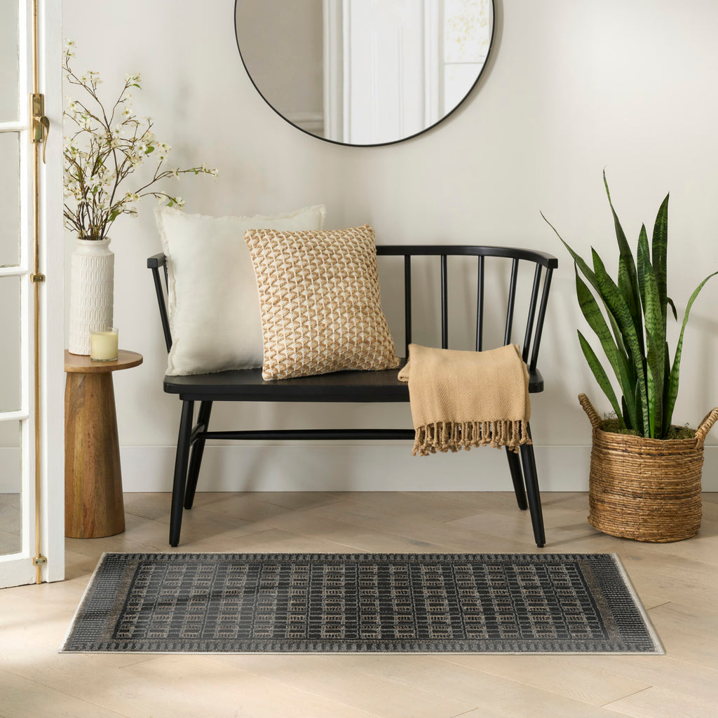 nourison nordic nrc03 black taupe rug