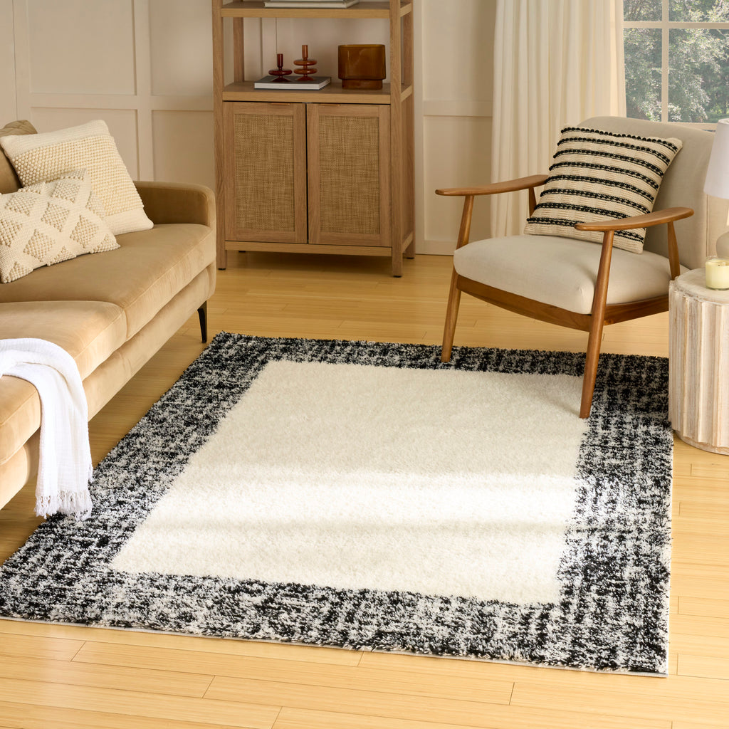 nourison pacific shag pcs02 ivory black rug