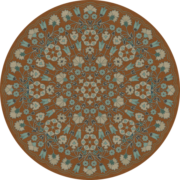 spicher and company biltmore arabesque bloom cognac and  sea glass vinyl mat