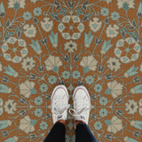 spicher and company biltmore arabesque bloom cognac and  sea glass vinyl mat