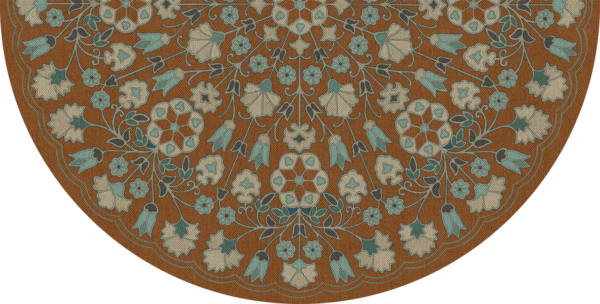 Spicher and Company Biltmore Arabesque Bloom Cognac and  Sea Glass Vinyl Mat