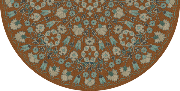 Spicher and Company Biltmore Arabesque Bloom Cognac and  Sea Glass Vinyl Mat