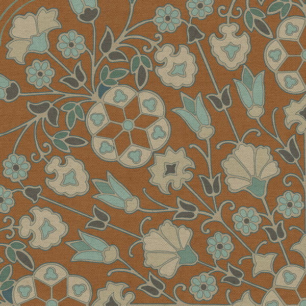 spicher and company biltmore arabesque bloom cognac and  sea glass vinyl mat