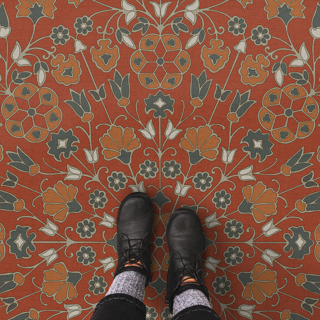 spicher and company biltmore arabesque bloom vermilion slate vinyl mat