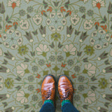 spicher and company biltmore arabesque bloom aqua verdure vinyl mat